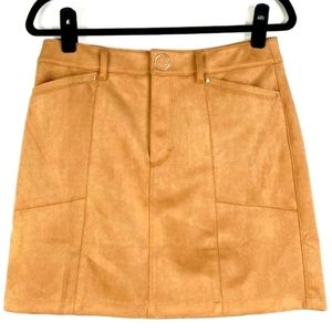 Stylish tan suede boots skirt